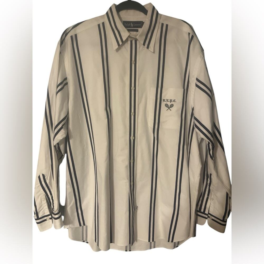 Ralph Lauren Striped Preppy Tennis Core Embroidered RLPC Country Club Shirt XL